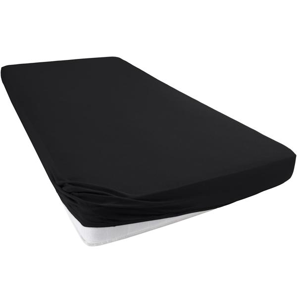 Drap-housse premium pour lit boxspring et lit à eau - Noir, 140-160x220 cm - 190 g/m2 coton/élasthanne - Bonnet 40 cm - Oeko-Tex - Infroissable & Doux