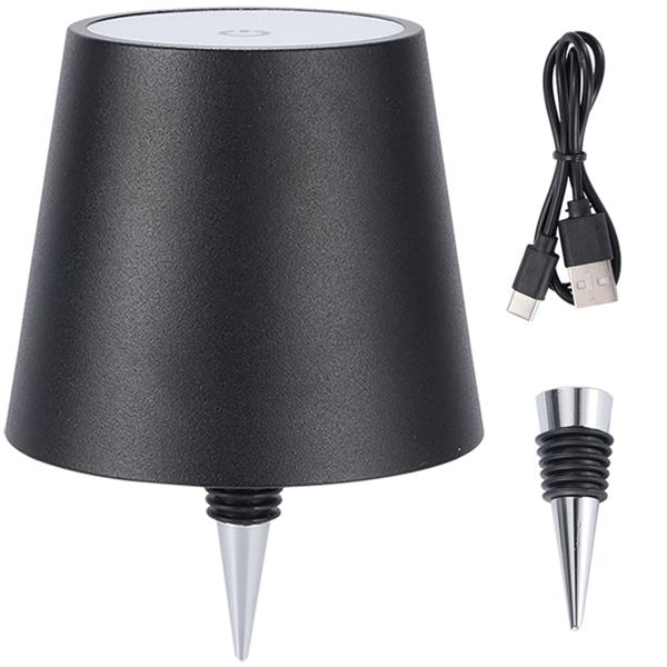 Set da 2 lampade a bottiglia, batteria con autonomia 8 h: dimmerabili – 3600 mAh – 3 colori di luce, nero – illuminazione d’atmosfera – luce per bottiglia con paralume in metallo