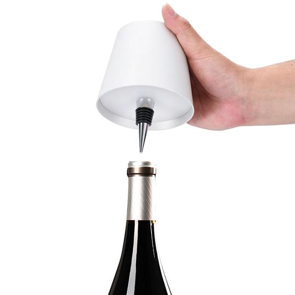 Set di 2 lampade per bottiglia, batteria da 8 h: dimmerabili – 3600 mAh – 3 colori di luce, bianco – illuminazione d’atmosfera – luce decorativa per bottiglia con paralume in metallo