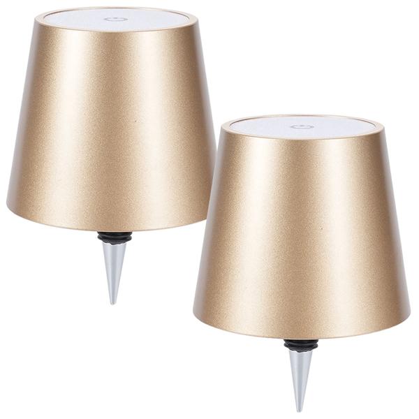 Set da 2 lampade a bottiglia, batteria 8 h: dimmerabili – 3600 mAh – 3 colori di luce, oro – illuminazione d’atmosfera – luce per bottiglia con paralume in metallo