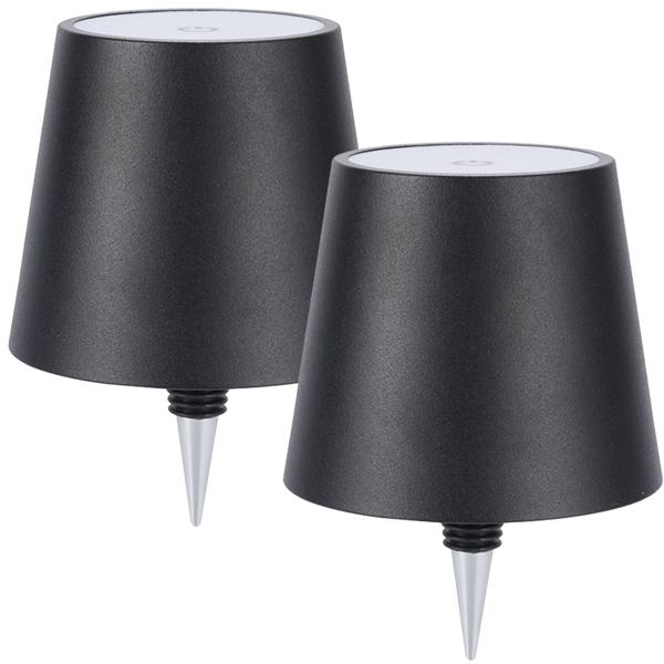 Set da 2 lampade a bottiglia, batteria con autonomia 8 h: dimmerabili – 3600 mAh – 3 colori di luce, nero – illuminazione d’atmosfera – luce per bottiglia con paralume in metallo