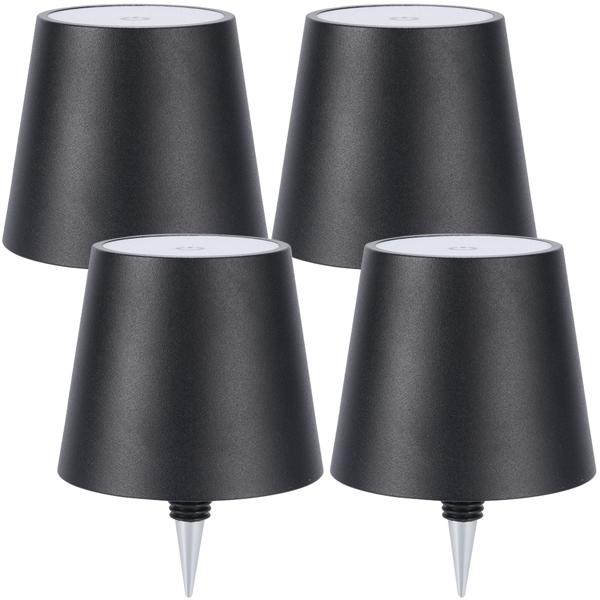 Set di 2 lampade per bottiglia, batteria 8 h ad alta potenza: dimmerabile – 3600 mAh – 3 colori di luce, nero – illuminazione d’atmosfera – luce per bottiglia con paralume in metallo
