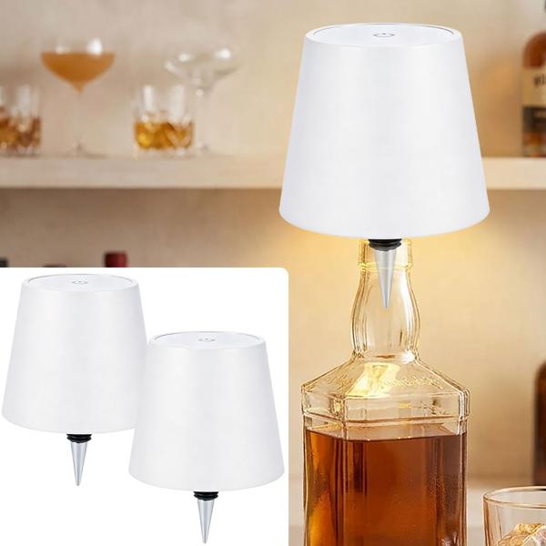 Set di 2 lampade per bottiglia, batteria da 8 h: dimmerabili – 3600 mAh – 3 colori di luce, bianco – illuminazione d’atmosfera – luce decorativa per bottiglia con paralume in metallo