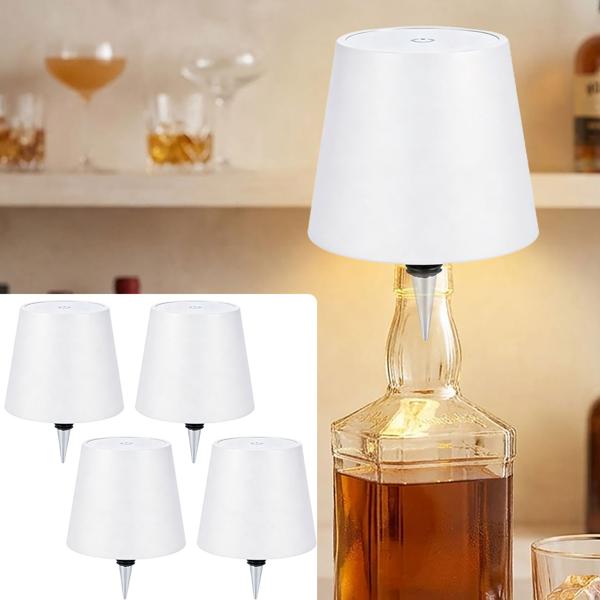Set di 4 lampade a bottiglia, batteria power 8h: dimmerabili – 3600 mAh – 3 colori di luce, bianco – illuminazione d’atmosfera – luce decorativa per bottiglia con paralume in metallo