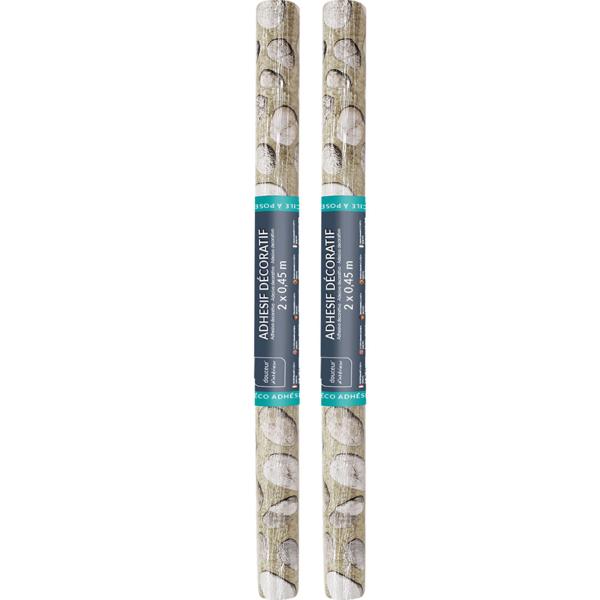 Set de 2 films adhésifs modernes motif galets, gris – film décoratif de haute qualité, auto-adhésif, 45 cm x 200 cm
