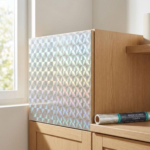 Minimalistische Klebefolie mit Karomuster, silber – Hochwertige Dekofolie, selbstklebend, 45cmx200cm