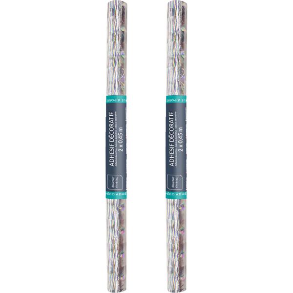 2er-Set Minimalistische Klebefolie mit Karomuster, silber – Hochwertige Dekofolie, selbstklebend, 45cmx200cm