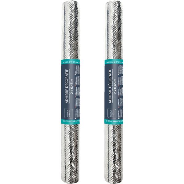 2er-Set Minimalistische Klebefolie in Metalloptik, silber – Hochwertige Dekofolie, selbstklebend, 45cmx200cm