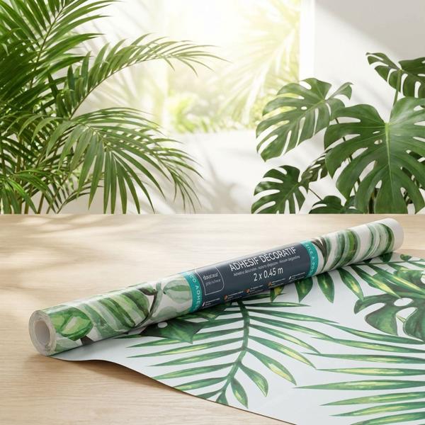 Exotische Klebefolie in Dschungel-Optik – Moderne Dekofolie, 45cmx200cm - Sommerliche selbstklebende Folie 