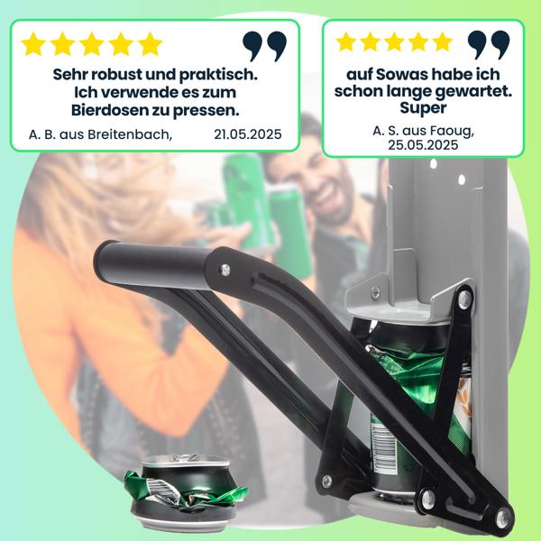 2-in-1 robuste Dosenpresse und Flaschenöffner, Wandmontage, effizienter Dosenzerkleinerer mit rutschfestem und stabilem Griff