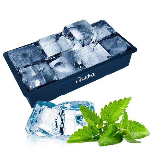 XXL Silikon Eiswürfelform (8 Fächer, 5x5cm): Grosse Eiswürfel, 1 Liter Füllmenge – BPA-freie, langlebige & wiederverwendbare Eiswürfelform