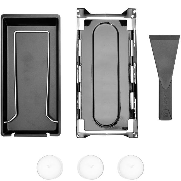 Raclette-Teelicht für 1 Person, Raclette Set ohne Strom inkl. Teelichtern und Schaber, Metall mit originell ausgestanzten Kühen, antihaftbeschichtet