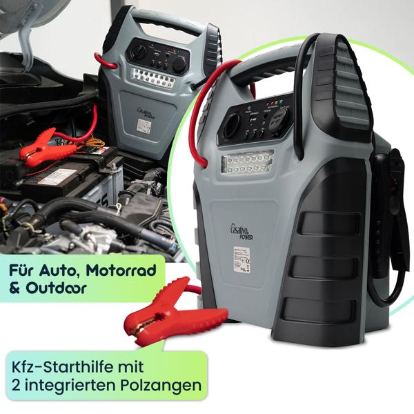 5-in-1 Powerbank mit Starthilfe Booster & Luftkompressor – 12V, 20Ah, 1000A, 150 PSI – leistungsstark, mobil & vielseitig – für Auto, Motorrad & Outdoor