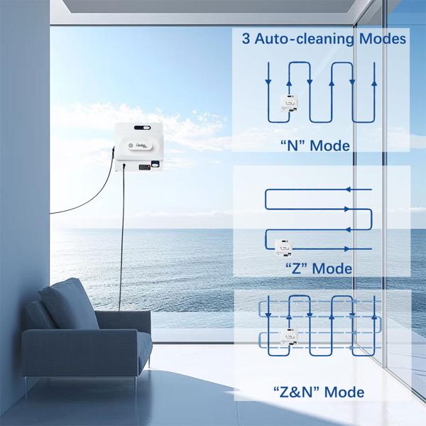 Smarter Fensterputz-Roboter mit App & Fernbedienung – Automatischer Fensterreiniger für streifenfreie Sauberkeit, rahmenlose Fenster, inkl. 4 Pads