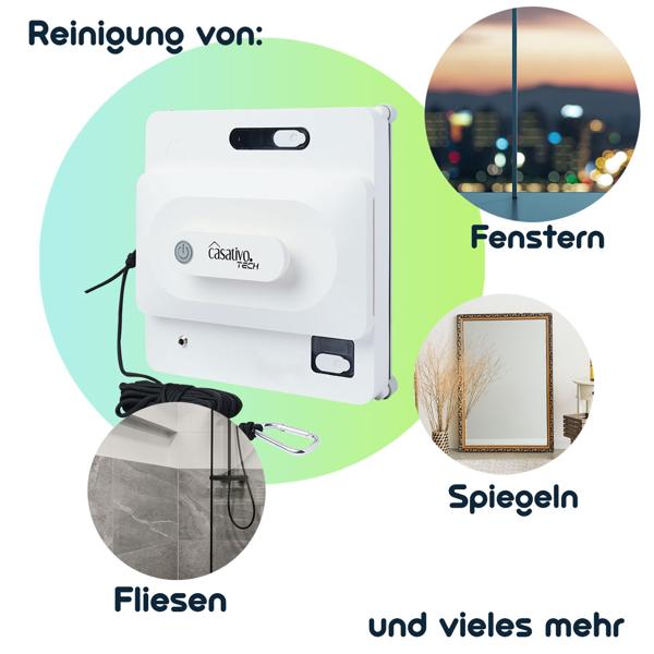 Smarter Fensterputz-Roboter mit App & Fernbedienung – Automatischer Fensterreiniger für streifenfreie Sauberkeit, rahmenlose Fenster, inkl. 4 Pads