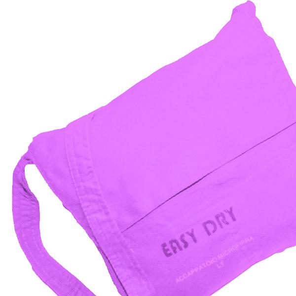 Peignoir microfibre extra-léger avec capuche - Absorbant & séchage rapide pour sport, voyage, piscine, sauna, plage - Violet clair, Taille M - 80% polyester, 20% polyamide, 500g