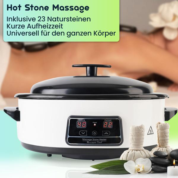 Hot Stone Massage Set mit digitaler Temperaturkontrolle – 23 Natursteine, Wärmegerät für entspannende Wellness-Momente