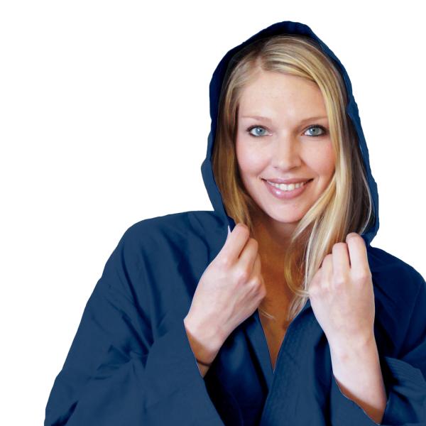 Mikrofaser-Bademantel, 80% Polyester, 20% Polyamid, dunkelblau, S