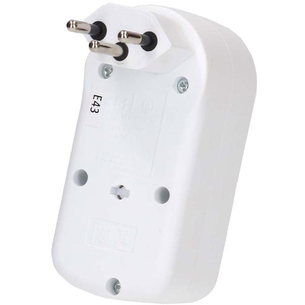 Multiprise biplite 2 prises T13 – fiche pivotante – interrupteur marche/arrêt – blanc