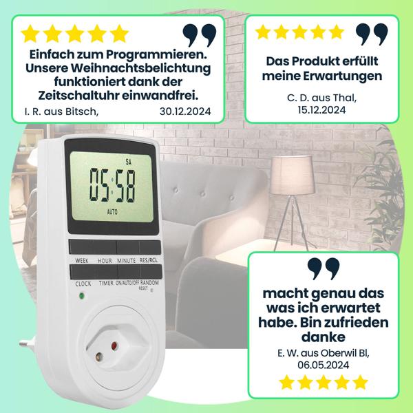 Digitale Zeitschaltuhr mit Kindersicherung: weiss, 10 Programme – zuverlässige Zeitschaltung für die präzise Steuerung Ihrer Elektrogeräte