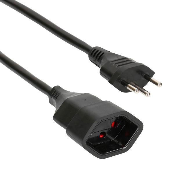 set di 2 cavi di prolunga, neri, da 3 pin ad accoppiamento, cavo di alimentazione, 5 m