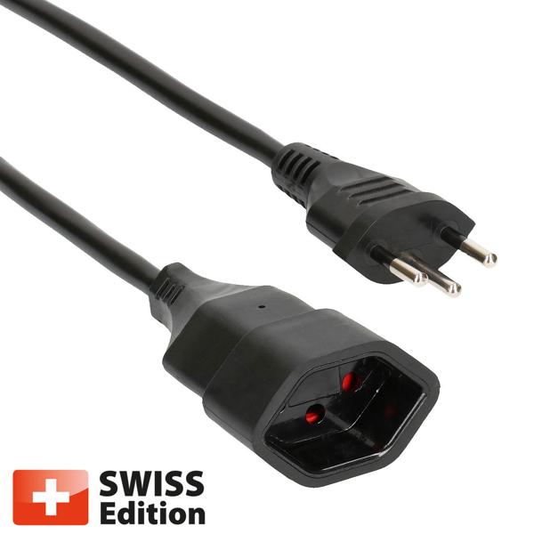 set di 2 cavi di prolunga, neri, da 3 pin ad accoppiamento, cavo di alimentazione, 5 m