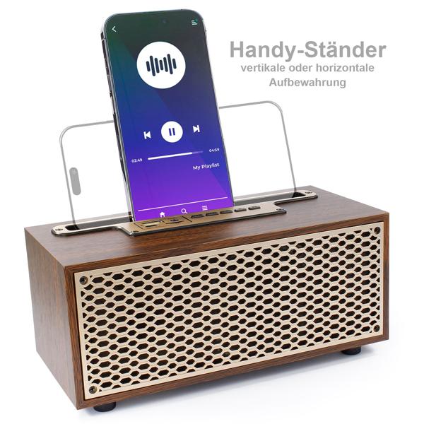 Zeitloses Vintage Bluetooth Radio & FM: Wireless Holzradio kompakt (20,9 x 9,5 x 9,8 cm) – der perfekte Mix aus Retro-Design und moderner Technologie