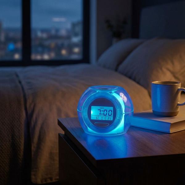 Stazione meteo Data, giorno, temperatura interna, stazione meteo radio con LED e suono naturale