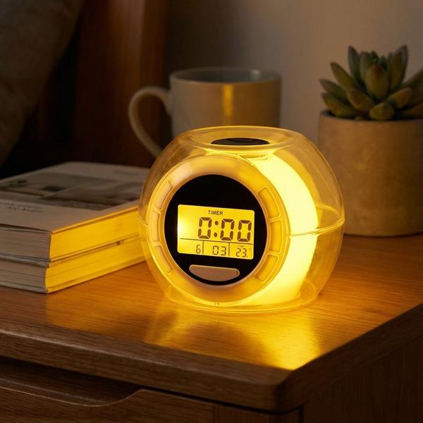 Stazione meteo Data, giorno, temperatura interna, stazione meteo radio con LED e suono naturale