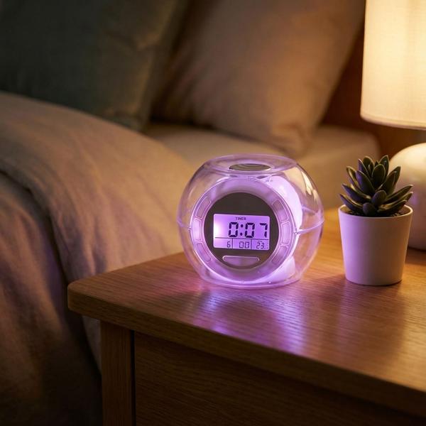 Stazione meteo Data, giorno, temperatura interna, stazione meteo radio con LED e suono naturale