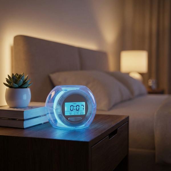 Stazione meteo Data, giorno, temperatura interna, stazione meteo radio con LED e suono naturale