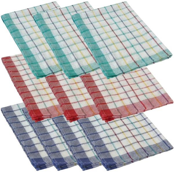 10er-Set Geschirrtücher - 100% Baumwolle, 50x70 cm - Starke Saugkraft, vielseitig, 60°C waschbar - Für Küche, Geschirr, Fenster
