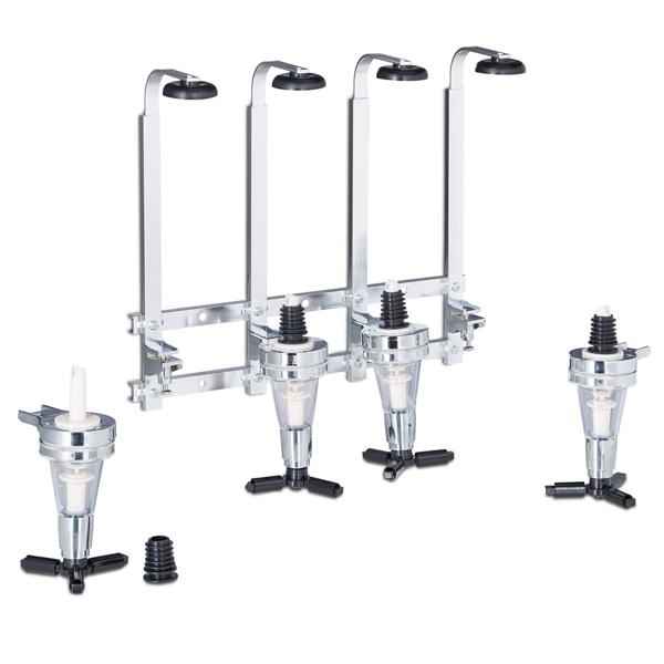 Distributore di bevande per 4 bottiglie, a parete - dispenser con finger-push, ideale per sale feste, bar cantine e gazebo, accessori bar