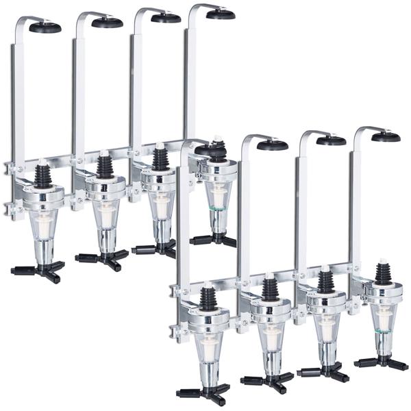 Lot de 2 distributeurs de boissons pour 4 bouteilles, montage mural – doseur avec Finger-Push, idéal pour salles de fête, bar de cave et abri de jardin, accessoire de bar