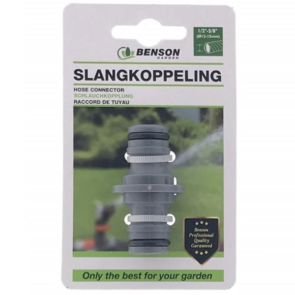 Giunto per tubo 1/2“–5/8“ – raccordo per tubi da giardino extra lunghi – robusto, durevole, in plastica, grigio/nero – per tubi Ø 12–15 mm