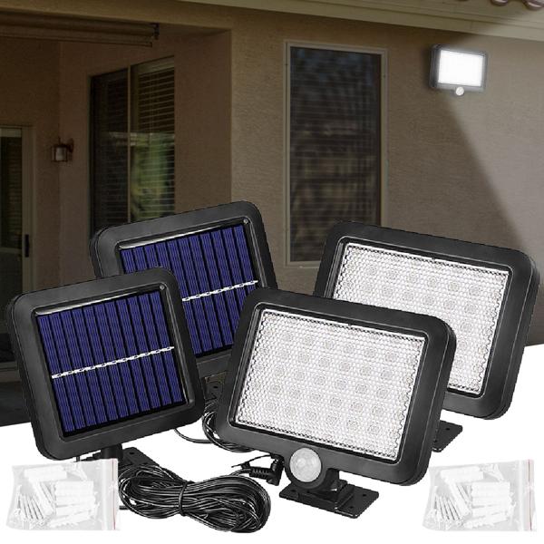 2er Set LED-Flutlicht mit Solarbetrieb & Bewegungssensor, wetterfest (IP44), ideal für Garten, Einfahrt & Terrasse, LED-Strahler, energieeffizient & hell