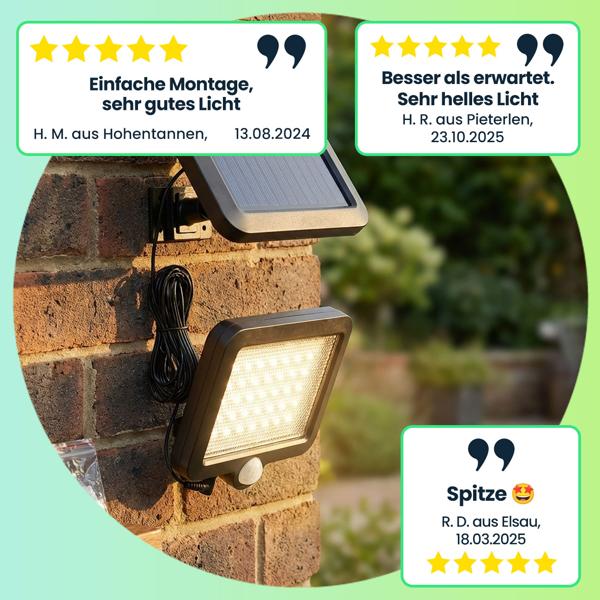 2er Set LED-Flutlicht mit Solarbetrieb & Bewegungssensor, wetterfest (IP44), ideal für Garten, Einfahrt & Terrasse, LED-Strahler, energieeffizient & hell