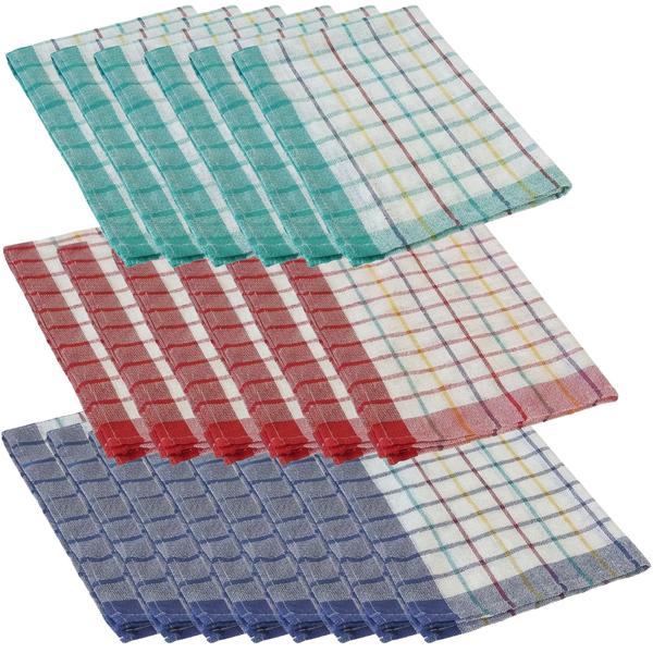 20er-Set Geschirrtücher aus 100 % Baumwolle - Saugstark & langlebig für Küche - 50x70 cm, waschbar bei 60°C - Fusselfrei & hygienisch mit Karomuster
