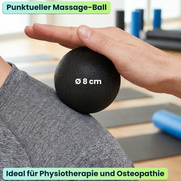 2er-Set Punktueller Massage-Ball, 8 cm, schwarz – Faszientrainer für effektive Schmerzlinderung & Tiefenentspannung