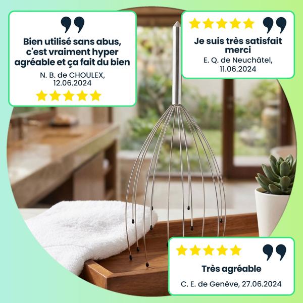 2 masseurs de tête avec picots relaxants, masseurs araignée