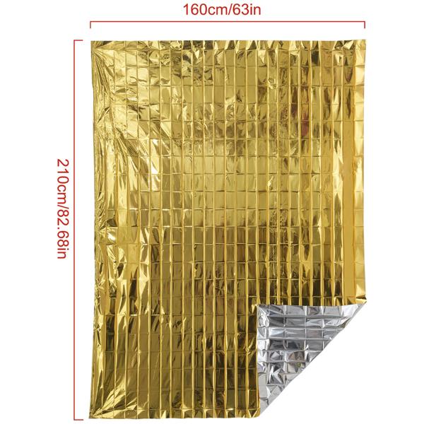 Coperta di soccorso affidabile, 210 x 160 cm, oro - argento, coperta di emergenza - foglio riscaldante di primo soccorso, un prodotto NASA