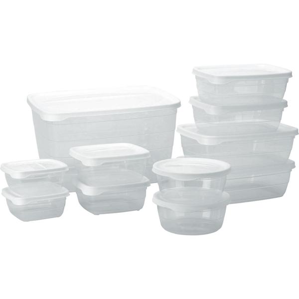 Lot de 11 Boîtes de Rangement - Couvercle Blanc Transparente - 6 Tailles: 250ml-6000ml - Polypropylène - Anti-Gaspillage & Organisation Cuisine/Atelier