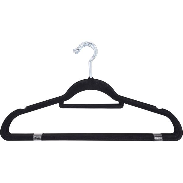 100er-Set Kleiderbügel - Filzdesign, Anti-Rutsch-Beschichtung, drehbarer Haken - für Röcke, Hosen, Schals, Krawatten - schwarz, 45cm breit, 60g Gewicht