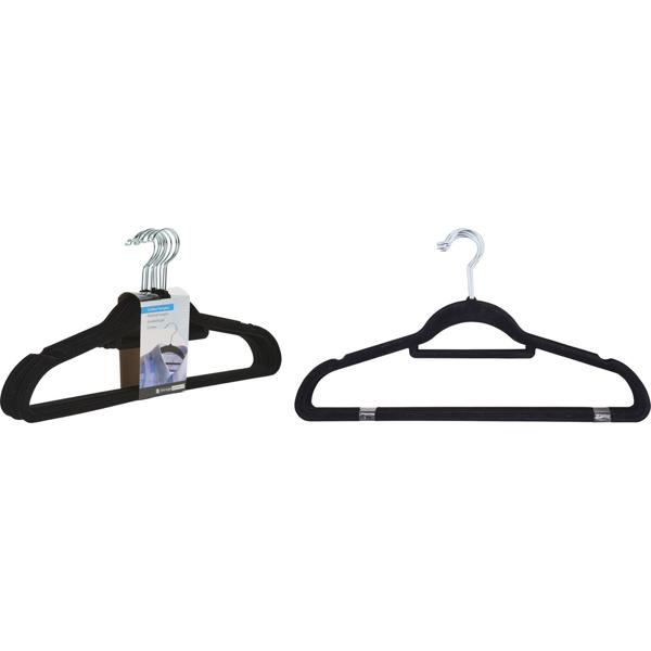 100er-Set Kleiderbügel - Filzdesign, Anti-Rutsch-Beschichtung, drehbarer Haken - für Röcke, Hosen, Schals, Krawatten - schwarz, 45cm breit, 60g Gewicht