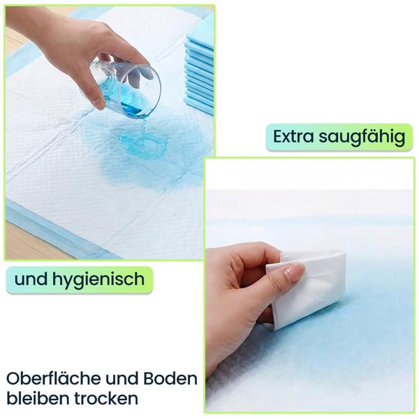 XL-Packung Trainingspads für Hunde (100 Stück): 5-lagige, extra saugfähige Welpenunterlagen, auslaufsicher, 60x90 cm - saugstark u. hygienisch