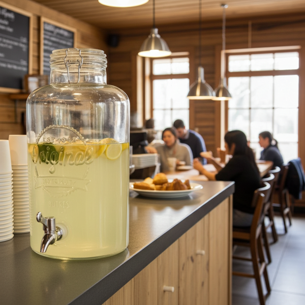 2er-Set Glas Getränkespender - mit Zapfhahn und Deckel - 8 L Fassungsvermögen - ideal für Partys & Gartenfeste - Insektenfrei