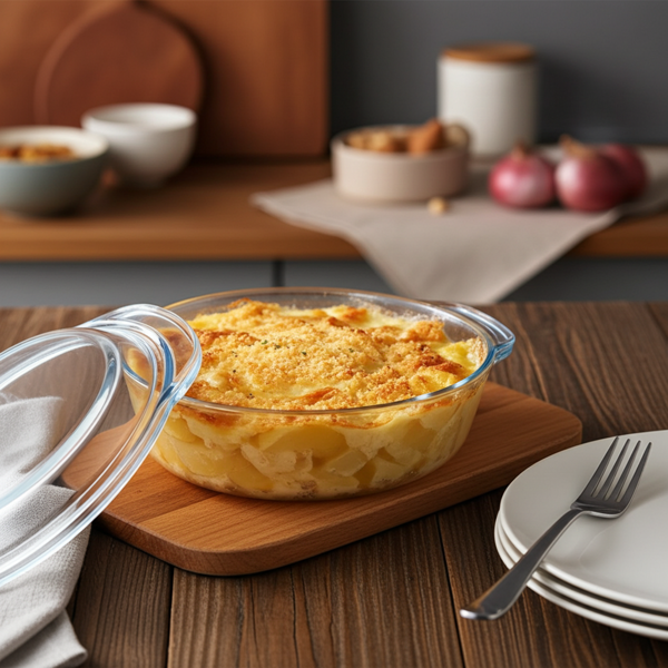 Casseruola in vetro con coperchio, rotonda, 1700 ml, 23,4 x 20,7 x 10 cm