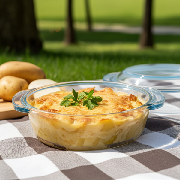 Casseruola in vetro con coperchio, rotonda, 1700 ml, 23,4 x 20,7 x 10 cm