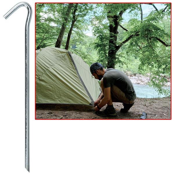 Piquets de tente en fer galvanisé 40 pièces - Robustes pour grandes tentes & sols durs - 23 cm de long - 6 mm d‘épaisseur