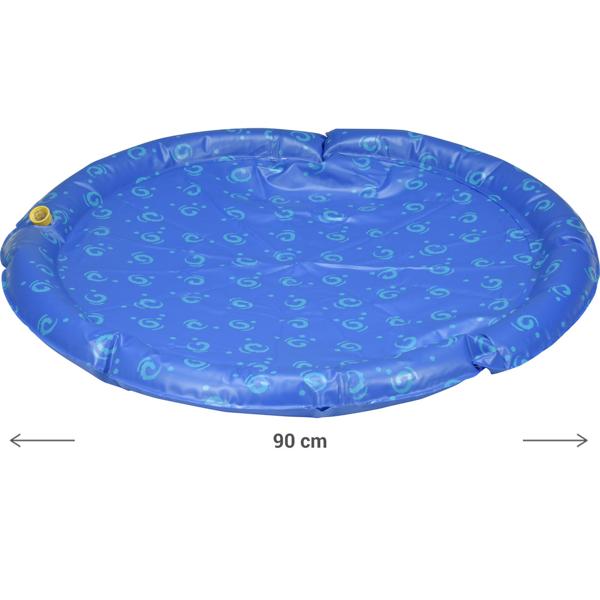 Kühlende Hunde-Wassermatte, Ø 90cm, Blau – Sprühmatte mit Gartenschlauchanschluss – Für Erfrischenden Sommerspass